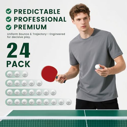 24 Pack 3-Star White Table Tennis Balls, Premium 40+ ABS Regulation Bulk Ping Pong Balls for Competition & Training, for Indoor/Outdoor Play