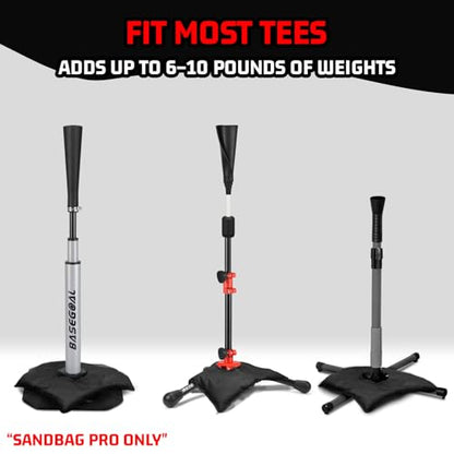 BaseGoal Baseball Tee Sandbag, Weighted Anchors for Batting Tee, All Sport Sandbag, Universal Softball Tee Sandbag for Hitting Drills and Added Stability