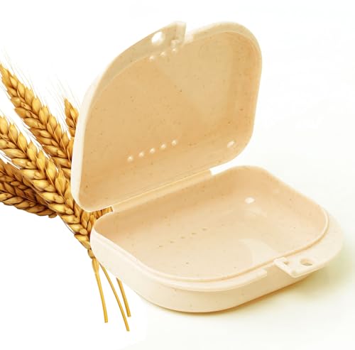 LA MIERE Wheat Straw Retainer Case, Slim Aligner Case with Vent Holes, Compatible with Invisalign, Mouth Guard, Buttercup - color: Buttercup
