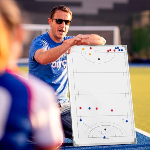 FORZA 35in x 24in Double-Sided Sports Coaching Whiteboard | 13 Sport Options - Dry Erase Board Equipped with Magnetic Markers, Pen & Eraser (Field Hockey, Without Carry Bag) - size: Without Carry Bag, style: Field Hockey