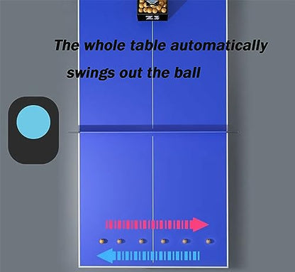 Ping Pong Robot Machine, Ping Pong Tennis Ball Launcher with Remote Control, 4-40 M/S Can Hold About 100 Balls, Penalty Kick, Forehand and Backhand Practice, for Home School Practicing