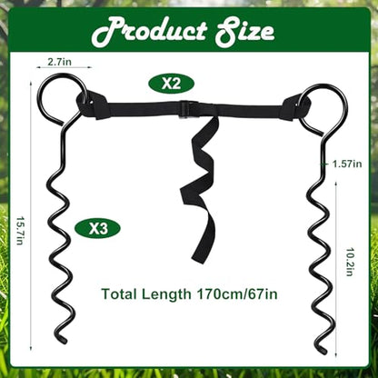 Basketball Goal Anchor Tie Down Kit High Wind Basketball Hoop Anchor for Secure Durable Court Setup Heavy Duty Trampoline Anchor Kit with Adjustable Strap for Mounting Trampoline Swing Tent - size: 3 Anchor and 2 Adjustable Strap