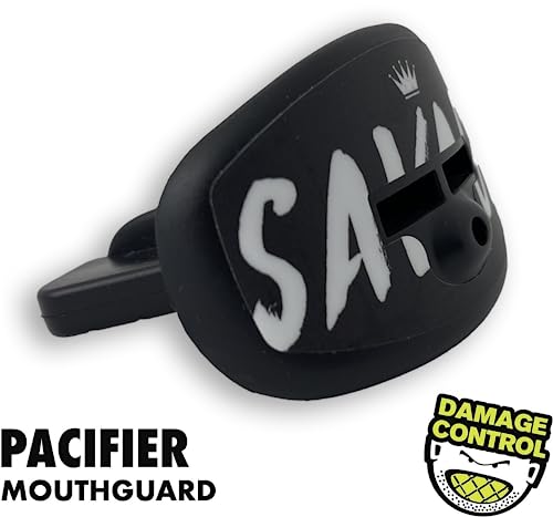 DAMAGE CONTROL Pacifier Mouthpiece – Football Mouthguard with Helmet Strap, Protects Teeth, Jaw & Mouth – Mouth Piece for Sports, No Boiling, Allows Airflow – Gear for Adults & Youth (Savage) - color: Savage