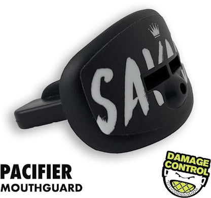 DAMAGE CONTROL Pacifier Mouthpiece – Football Mouthguard with Helmet Strap, Protects Teeth, Jaw & Mouth – Mouth Piece for Sports, No Boiling, Allows Airflow – Gear for Adults & Youth (Savage) - color: Savage
