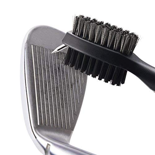 Pack of 2 Golf Club Brush Groove Cleaner with Retractable Zip-line and Aluminum Carabiner Cleaning Tools