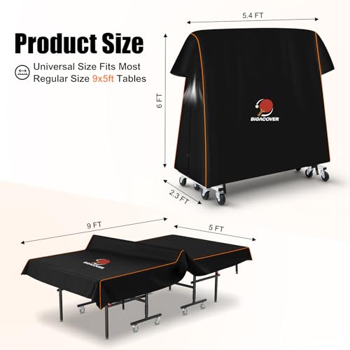 Ping Pong Table Cover Outdoor Waterproof, Premium Table Tennis Table Cover with PU Coating , All Weather Protection for Foldable Standard 9x5 Ft Tables