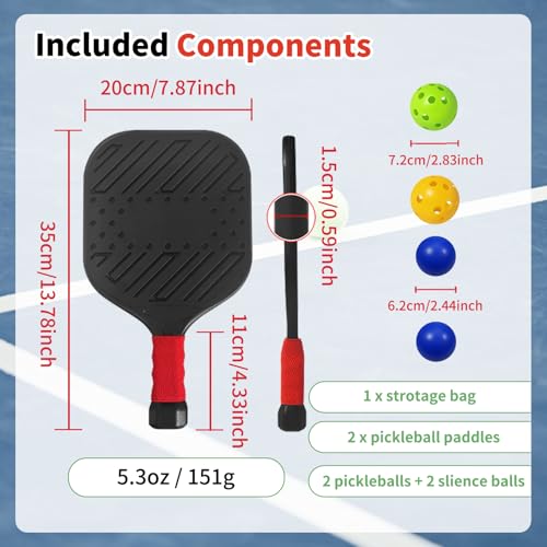 Waterproof Lightweight Pickleball Paddles Set of 2,Beach Pool Toys Fun Play Sport Game,Gift for Teenagers Kids Adults Beginner,Indoor Outdoor Activities - size: Small