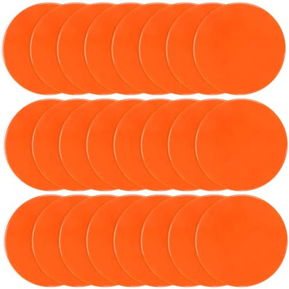 Poly Spots 4" or 9" Flat Cones Spot Markers for Gym/PE Training, Dance, 12/18/24 Pcs Non-Slip Rubber Floor Dots Flat Disc Markers for Soccer Basketball Sports Agility Drills, Classroom Activities - style: Orange 24 Pcs 9inch