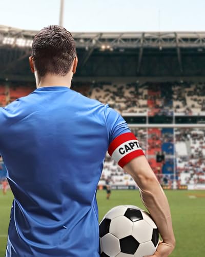 4 Pcs Captain Arm Bands for Soccer, Red Adjustable Soccer Captain Armband, Arm Bands Football for Adults and Youth, Suitable for Rugby, Basketball, Volleyball Teams