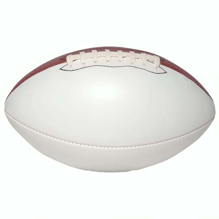 Autograph Blank Full Regulation 12 Inch Football | Official Size 9 | Football Trophy for Signing with Two White Panels - style: Football without Base