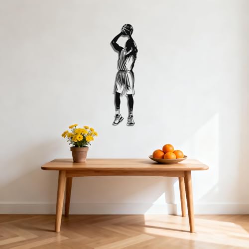 Paquesta Basketball Wall Decor Metal Art Wall Mounted Basketball Hoop Sculpture with Soccer Player Styles, Basketball Gifts for Boys, Men ，Basketball Room Decor