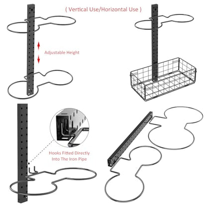 8 Tier Detachable Wall Mounted Basketball Rack,Vertical/Horizontal Football Holder,Holds 14 Balls DIY1/2/3/4 Soccer Stand,Height-Adjustable Ball Rack with Basket for Garage,Tool Room