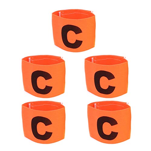 COMOK Football Soccer Elastic Captain Armband Basketball Adjustable Player Bands for Kids and Youth, 5 Pack - color: Orange