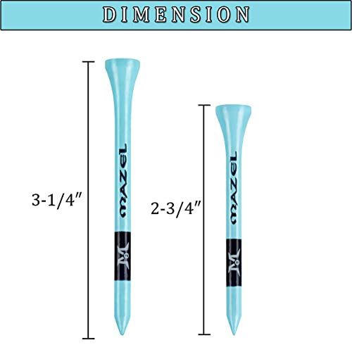 MAZEL Natural Wood/Bamboo Golf Tees 2 3/4 Inch & 3 1/4 Inch,Pack 50 or 120,Reduce Friction & Side Spin,More Stable Golf Tees