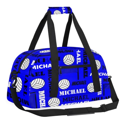 Custom Volleyball Gym Bag Duffel Bag for Women Men, Personalized Name Sport Bag Overnight Bags Customized Travel Weekender Bag, Navy - color: Navy