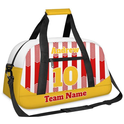 Basketball Soccer Gifts for Boys Girls - Custom Sports Duffle Bag, Personalized Name & Team Bag, Water-Resistant Gym Bag for Basketball, Soccer, Volleyball | Y-Red Yellow - color: Y-Red Yellow
