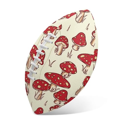 SYtrade Recreational Football Game Footballs PU Composite Leather Footballs for Training Indoor Outdoor - color: Red Mushroom Khaki