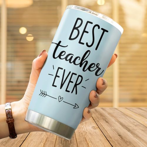 CUBICER Best Teacher Ever Tumbler Gift For Teachers Stainless Steel Insulated Travel Cup 20 Oz Durable Spill Proof Coffee Mug Appreciation Present Cool Drink Heat Bottle Hot Outdoor - color: Teacher Appreciation S0