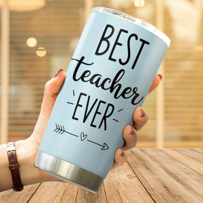 CUBICER Best Teacher Ever Tumbler Gift For Teachers Stainless Steel Insulated Travel Cup 20 Oz Durable Spill Proof Coffee Mug Appreciation Present Cool Drink Heat Bottle Hot Outdoor - color: Teacher Appreciation S0