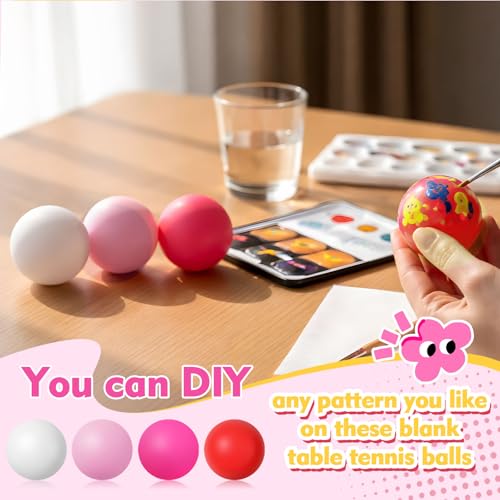 Soulchen 40mm Glow in The Dark Table Tennis Balls Bulk, Carnival Game Night, Neon Birthday Party Favors, Classroom Rewards, Goodie Bag Filler, Pet Playmate - color: White,Pink,Hot Pink,Red, size: Solid
