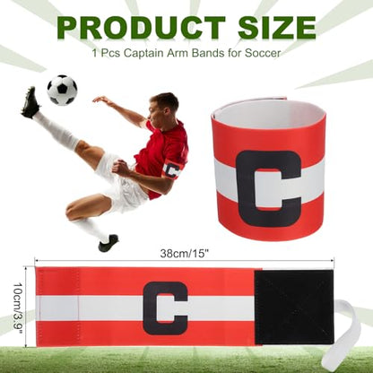 PATIKIL Soccer Captain Armband, Captain Arm Bands for Soccer Elastic Captain C Arm Bands Sports Captain Armbands for Youth Adult Football Team Training - color: Red/White