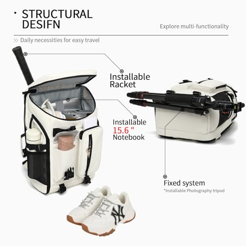 Kalesi Gym Duffle Tennis Bag Backpack 4-Way Waterproof with Shoes Compartment for travel Sport Hiking laptop (Sea salt white02) - color: Sea Salt White02