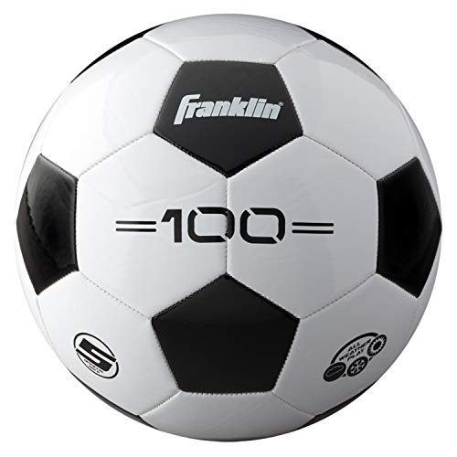 Franklin Sports Soccer Balls - Youth & Adult - Sizes 3, 4 & 5 - Single & Bulk Packs - Black & White - style: Size 5 - 1 Inflated Ball