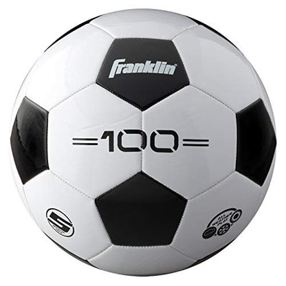 Franklin Sports Soccer Balls - Youth & Adult - Sizes 3, 4 & 5 - Single & Bulk Packs - Black & White - style: Size 5 - 1 Inflated Ball