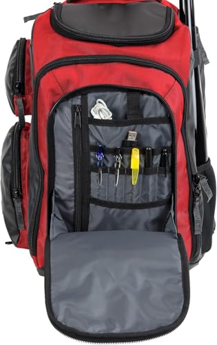 Bownet Commando Coaches Bat Bag – Baseball & Softball Backpack with Fungo Holder, 15.5” Laptop & Tablet Pocket, Large Gear Storage, Padded Straps, Youth & Adult, Scarlet - color: Scarlet