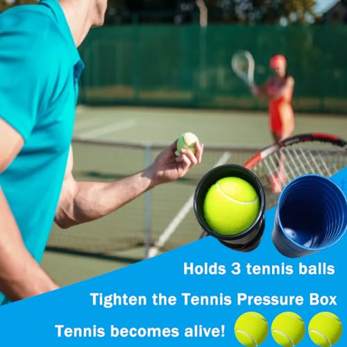 Tennis Ball Keeper-Tennis Ball Pressurizer and Storage Box, 14 PSI, Restores 3 Tennis Balls to Like-New Bounce, Blue