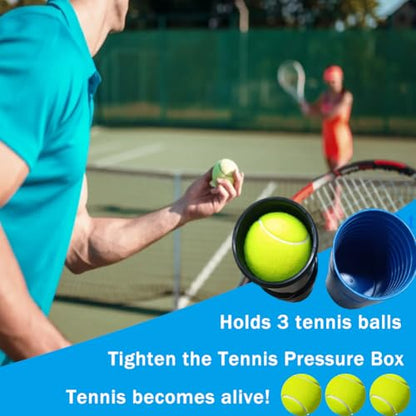 Tennis Ball Keeper-Tennis Ball Pressurizer and Storage Box, 14 PSI, Restores 3 Tennis Balls to Like-New Bounce, Blue