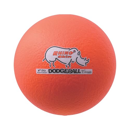 Champion Sports® Rhino Skin® Low Bounce Dodgeball Sets & Singles for Playground, PE, Backyard & League Games – Team Sports Equipment for Youth & Adults - color: Neon Orange, size: 6 Inch - Single Ball