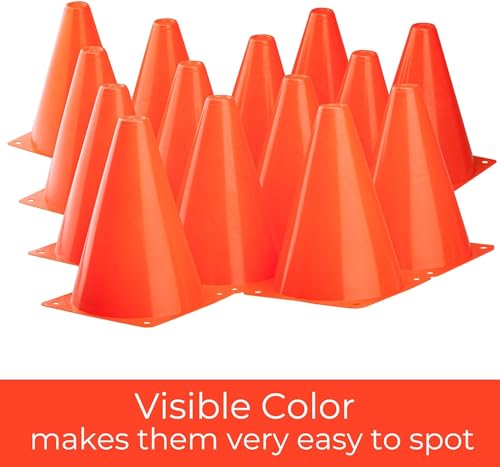 CARTMAN Plastic Training Cones (Set of 12/24 Pack 9" or 12/24 Pack 7" or 12/24 Pack Disc Cone) Agility Soccer Cones, Indoor Outdoor and Festive Events Field Marker Agility Cones - style: 7" 12pk
