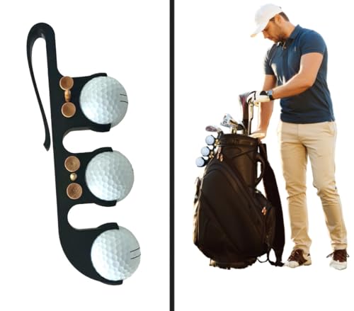 Golf Ball Bag Holder Golf Tee Keeper 2 in 1 Ball Case for 3 Balls Holder Case Carry Bag Belt Accessories for Club Bags Balls Keeper Tee Storage