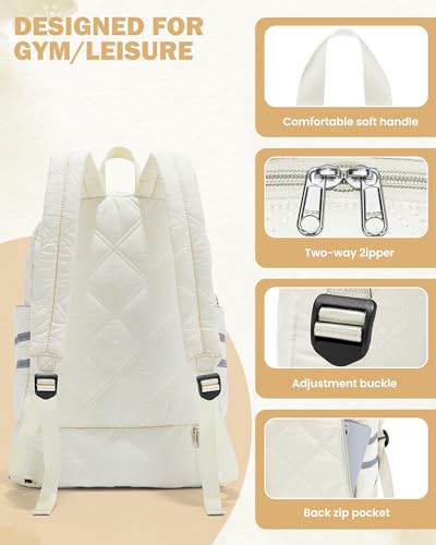 Gym Backpack for Women Men, Lightweight Gym Bag with Shoe Compartment, Water Resistant Sports Backpack with Wet Pocket, Large Capacity Cheer Backpacks for Girls, Beige - color: F2-beige