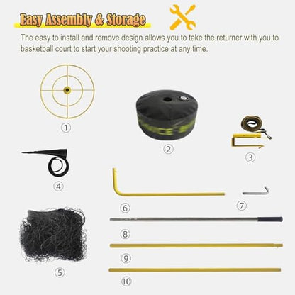Power Network Basketball Rebounder Training - Outdoor Basketball Shooting Return System - Heavy Duty Basketball Return Attachment for Hoops