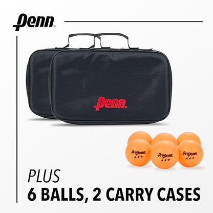 Penn 4-Player Ping Pong Paddle Set - 4 5.0 Paddles, 6 3-Star Balls, 2 Storage Pouches - Pro-Grade Rubber for Spin & Power on Table Tennis Rackets - Ergo Handle for Grip Comfort in Ping Pong Play