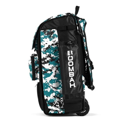Boombah Catchers Superpack Hybrid Rolling Digital Camo Bat Bag - Multiple Colors - Wheeled & Backpack Version - color: Black/Teal