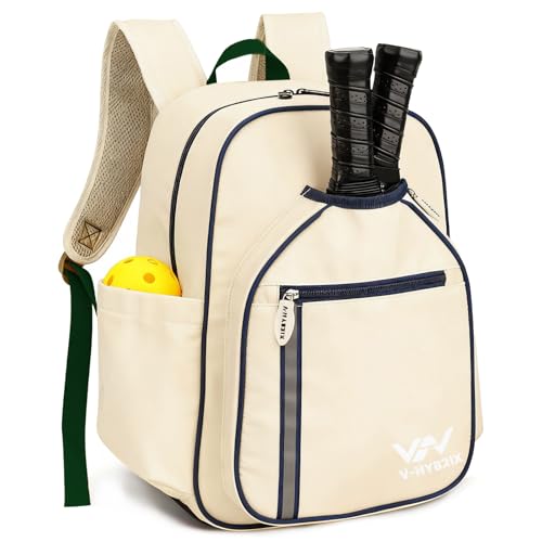 Pickleball Bags, 30L Deluxe Waterproof Pickleball Backpack with Shoe Compartment for Men Women Pickle Ball Gift Accessories for Pickball Lovers (Beige) - color: Beige