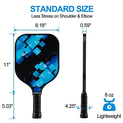 Pickleball Paddles Set of 4, Fiberglass Pickleball Paddles with Honeycomb Core, Lightweight Pickleball Set with Balls & Bag for Men, Women & Beginners
