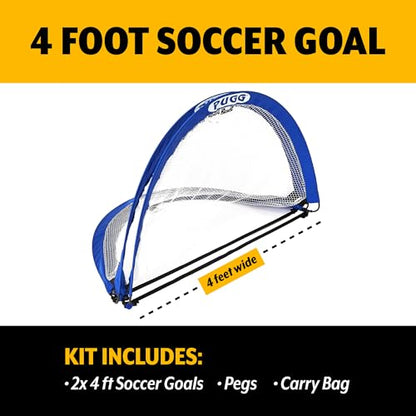 PUGG Pop Up Soccer Goal, Portable Training Football Knitted Poly Net Equipment, The Original Pickup Game Goal, Includes Two Goals & Bag - size: 4 Foot