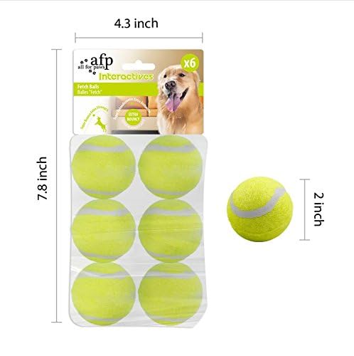 ALL FOR PAWS Dog Tennis Balls for Dogs, Great for Mini Ball Launcher, 6 Pack 2 Inch Tennis Balls - size: 2 Inch