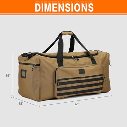 120L Extra Large Gym Duffle Bag for Men Women with Shoes Compartment Heavy Duty Tactical Sports Duffel Bag Big Football Baseball Basketball Soccer Hockey Team Equipment Bag, Brown - color: Brown