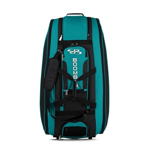 Boombah Beast Rolling Bat Bag - Multiple Color Options - Holds 8 Bats, Glove and Shoe Compartments - color: Black/Teal