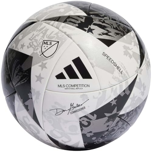 adidas Unisex MLS Soccer Ball - color: Competition White/Black/Silver Metallic, size: 4