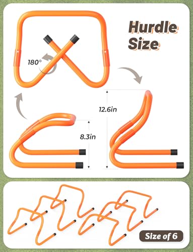 GHB Agility Hurdles 5/6 Pack Foldable Speed Agility Training Hurdles Adjustable Sturdy Hurdles Training Equipment Set with Carry Bag for Amateur, Athletes, Soccer, Basketball