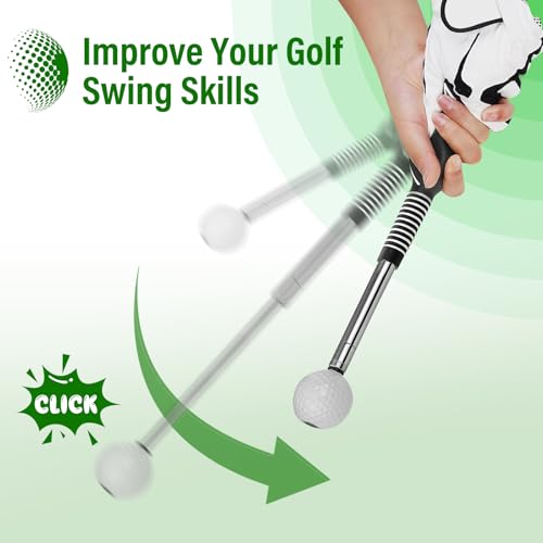 Golf Swing Trainer & Grip Trainer – Retractable Telescopic Practice Stick with Auditory Click Feedback, Flexible Tempo & Chipping Aid for Right-Handed Golfers, Indoor/Outdoor Use