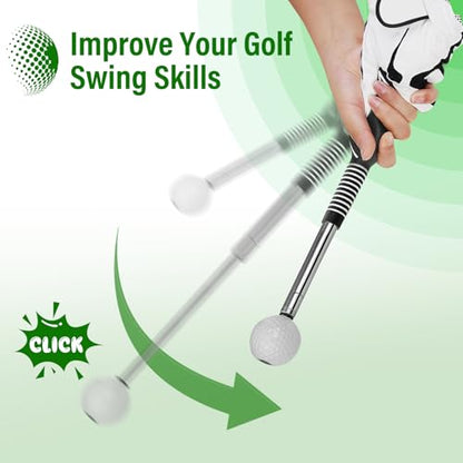 Golf Swing Trainer & Grip Trainer – Retractable Telescopic Practice Stick with Auditory Click Feedback, Flexible Tempo & Chipping Aid for Right-Handed Golfers, Indoor/Outdoor Use