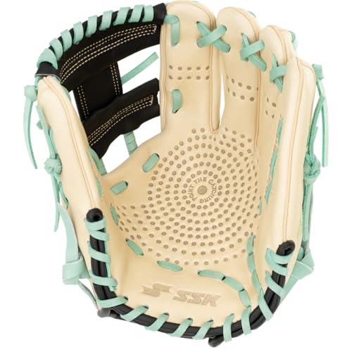 SSK Z5 Craftsman Infield Baseball Glove – 11.25” - 11.5” - 11.75” - 12” – Right & Left Hand Throw - color: Camel/Black/Mint, size: 11.5" - Right Hand Throw