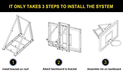 Garage Roof Mounted Basketball Hoop System , 48 / 60 Inch Clear Backboard , Durable Steel Bracket and Heavy Duty Breakaway Rim Combo Fit Most Slanting Roofs - size: 60 inch backboard